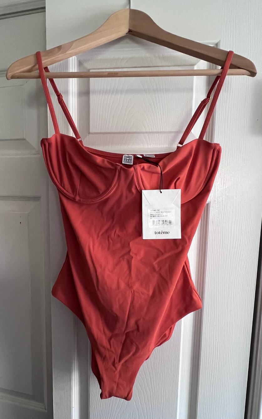 NWT TOTEME Burnt Orange Bra Swimsuit Underwire Adjustable Strap Bathing Suit M